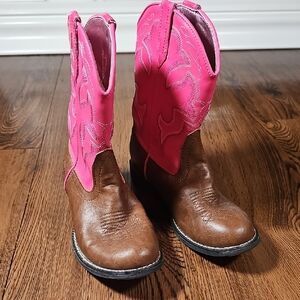 Roper Kids Brown & Pink Light-Up Cowboy Boots Size 13 | Western Cowgirl Boots